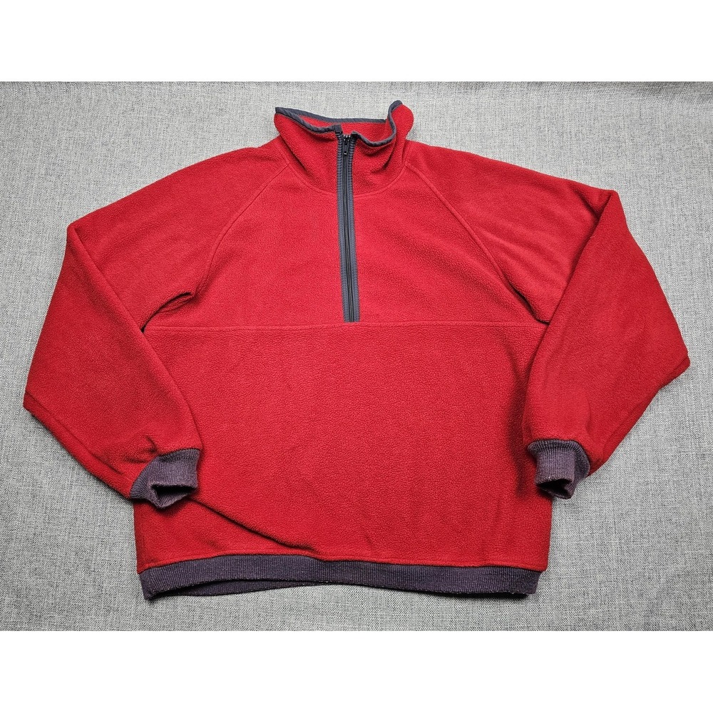 VINTAGE Woolrich Teton Sweatshirt Mens Large Red 1/4 Zip Pullover Fleece USA 90s